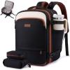 image:imageLOVEVOOK Travel Backpack for Women 45L Expandable Large Carry On Backpack Personal Item Travel Bag Flight Approved Business Weekender Overnight Essentials Waterproof Back Pack Fit 17 Inch LaptopBlackbeigebrown