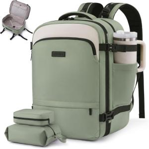 image:imageLOVEVOOK Travel Backpack for Women 45L Expandable Large Carry On Backpack Personal Item Travel Bag Flight Approved Business Weekender Overnight Essentials Waterproof Back Pack Fit 17 Inch LaptopOlive Greenwhitedark Green
