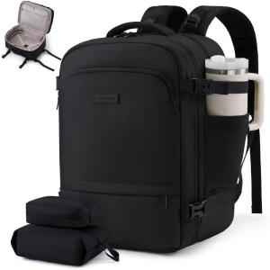 image:imageLOVEVOOK Travel Backpack for Women 45L Expandable Large Carry On Backpack Personal Item Travel Bag Flight Approved Business Weekender Overnight Essentials Waterproof Back Pack Fit 17 Inch LaptopBlack