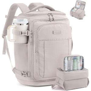 image:imageLOVEVOOK Travel Backpack for Women amp Men 28L Airline Approved Personal Item Carry On Backpack Lightweight with 2 Packing Cubes Waterproof Daypack for Work Gym amp Weekend Travel Slate GreenBlackBeige Gray